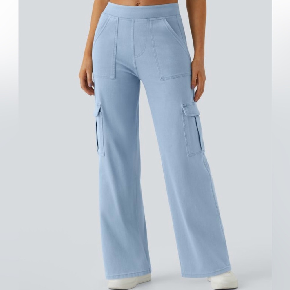 HALARA Light Blue Cargo Wide Leg Jeans